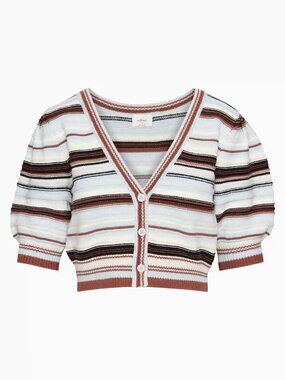 Aritzia Wilfred Canterbury Knit Cardigan Short Puff Sleeve Size Small